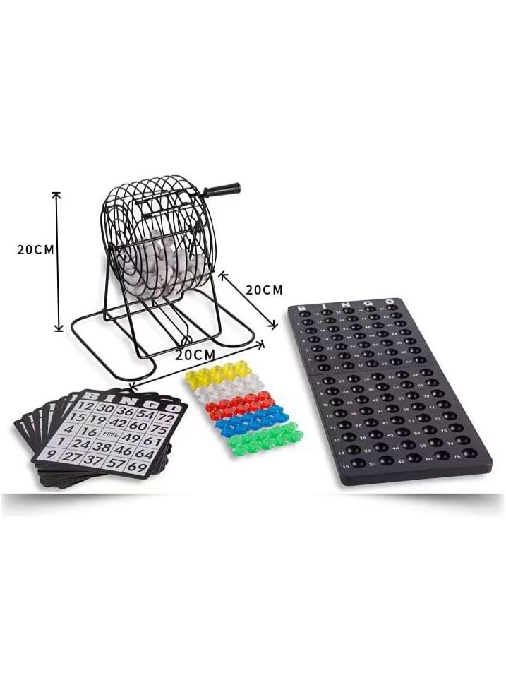 مجموعة لعبة البنغو ، قفص معدني طويل 8.2 بوصة مع المجلس الرئيسي ، الكرات المكالمة ، رقائق البنغو ، بطاقات البنغو ، مجموعة لعبة البنغو الكاملة ، مثالية للمجموعات الكبيرة ، الأحزاب ، لعبة المجلس العائلية - Image 1